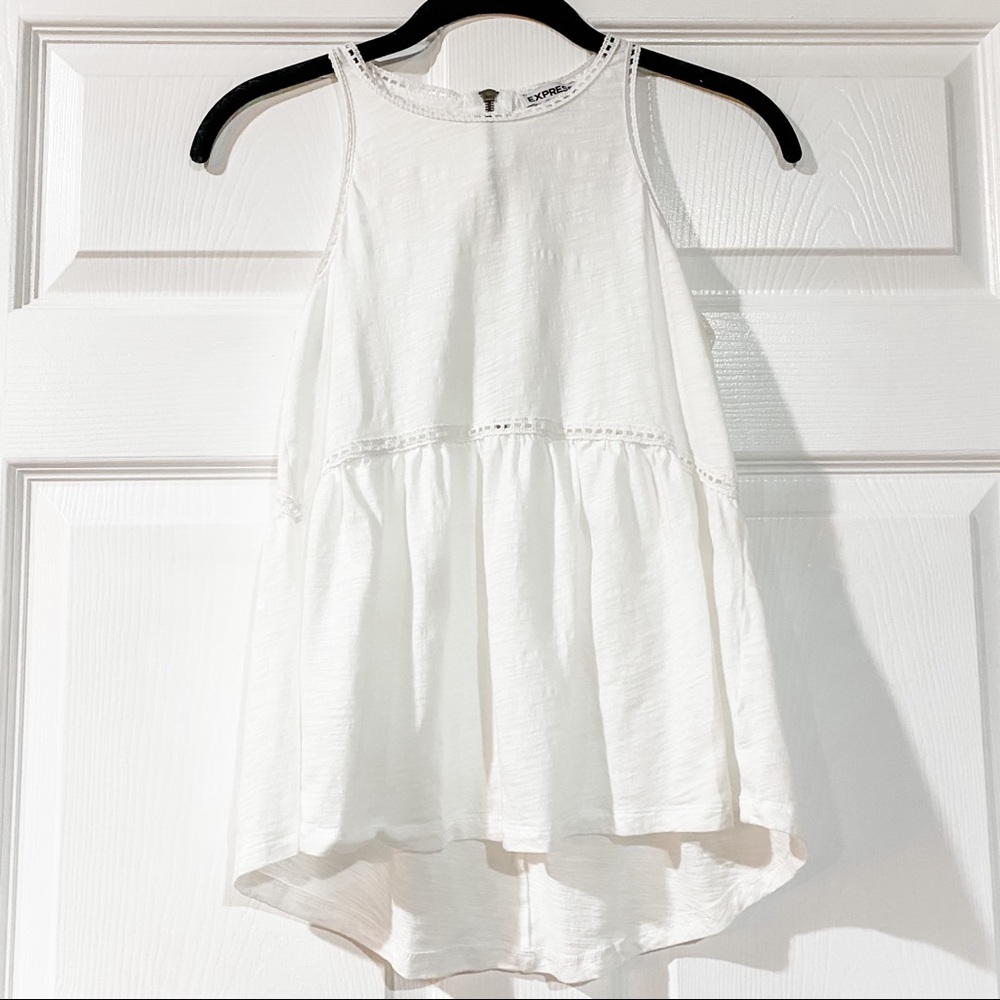 Express high-low swing tank top with eyelet detail